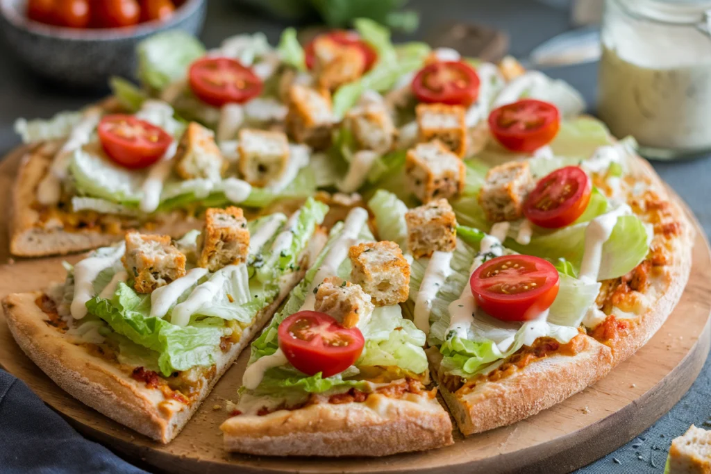 chicken crust caesar salad pizza​