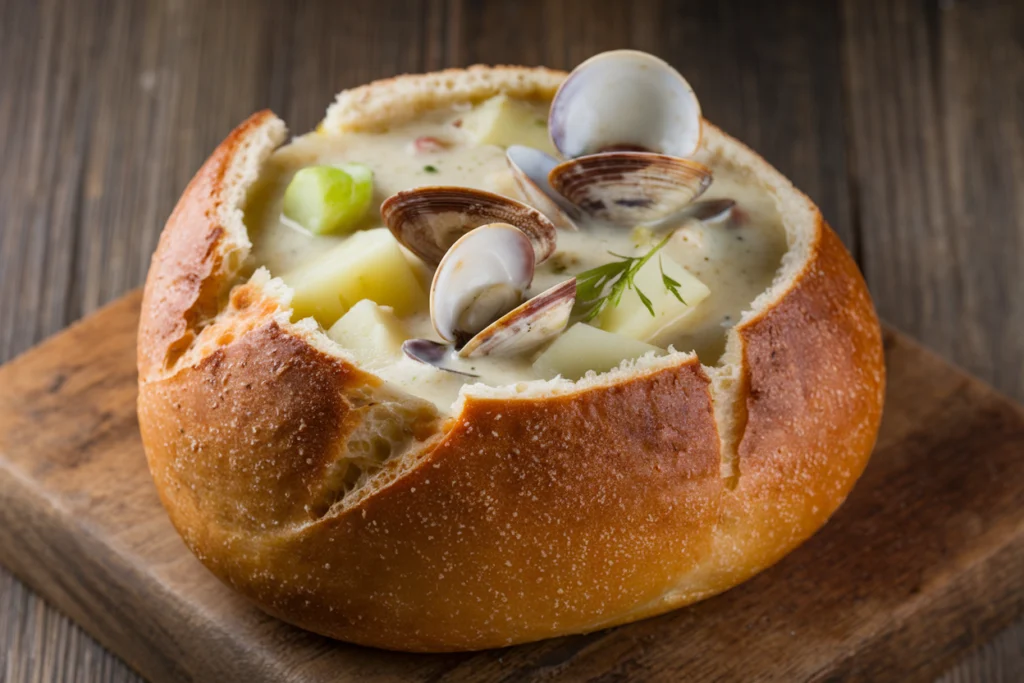 clam chowder bread bowl