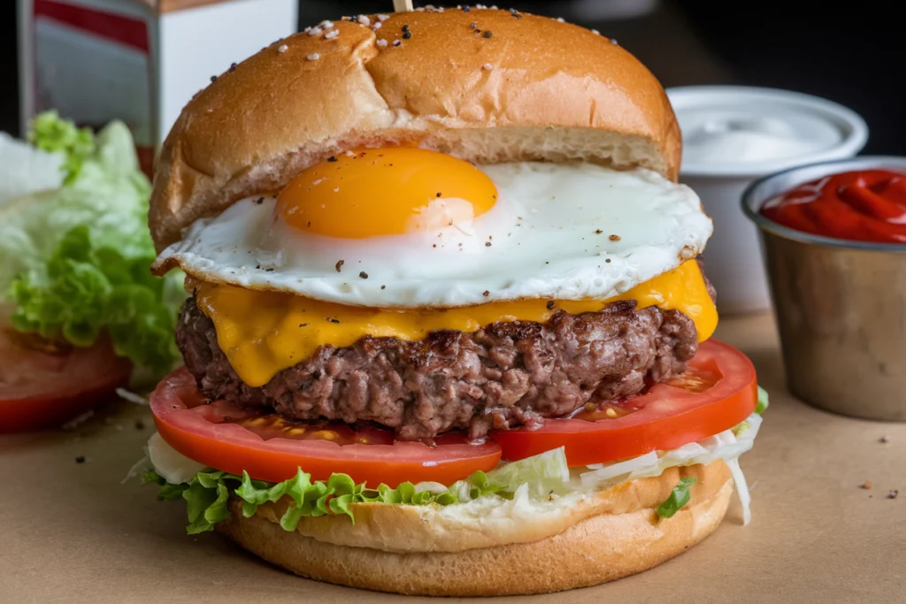 hamburger with egg