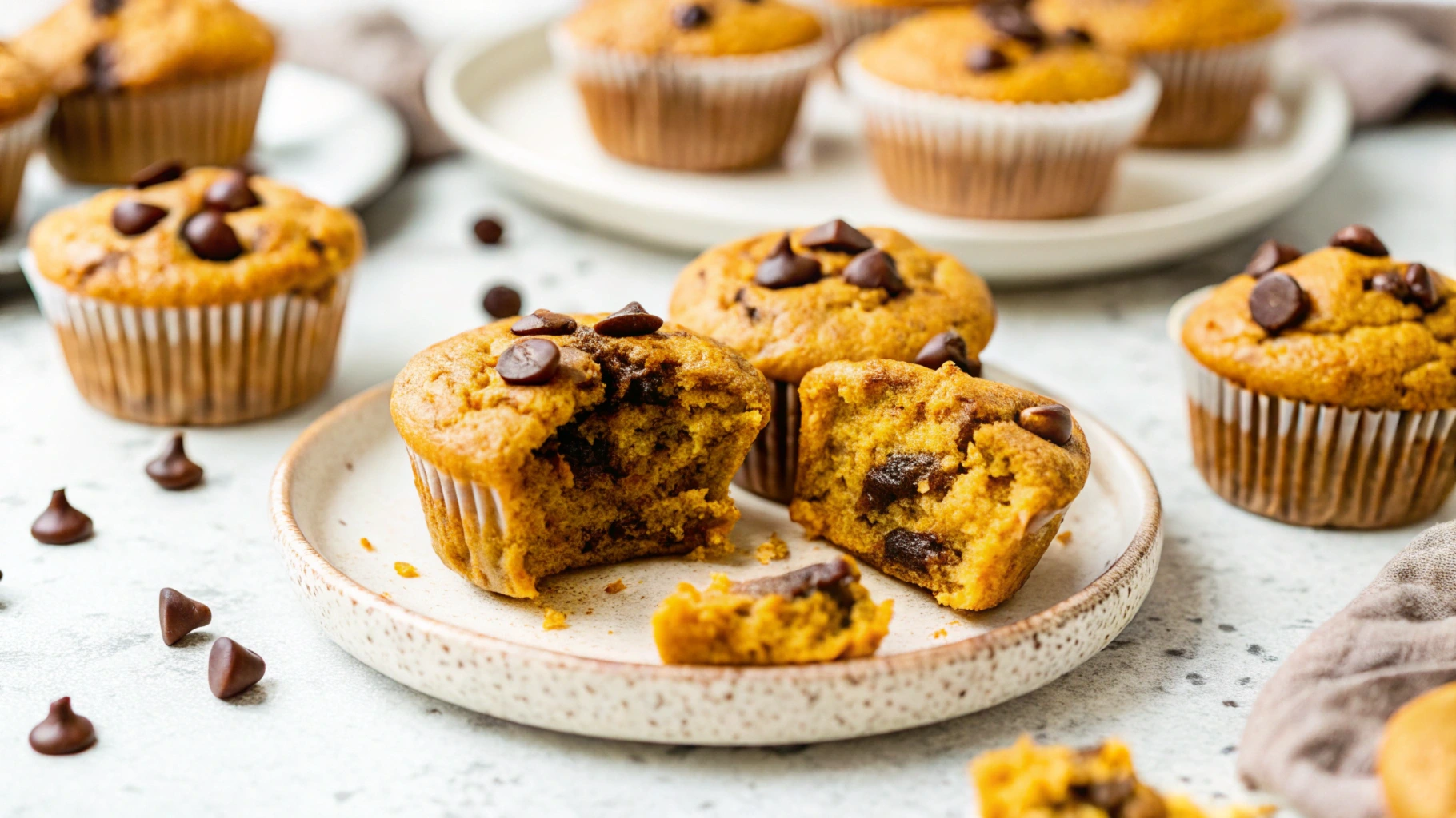 Freshly baked pumpkin banana muffins on a cooling rack with a warm, golden brown crust and a sprinkle of cinnamon.