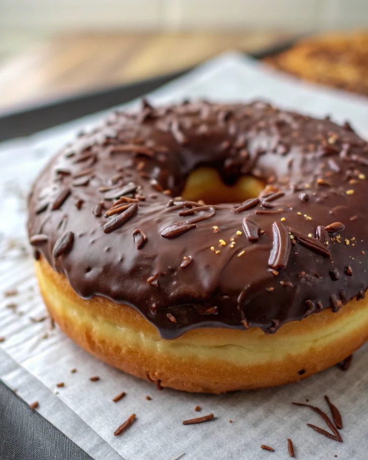 Chocolate Frosted Donut with Chocolate Shavings