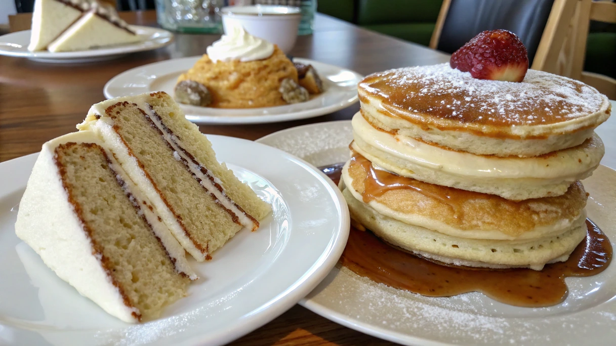 Close-up of a stack of fluffy pancakes with fresh berries