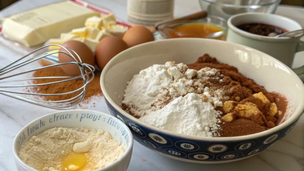 Close-up of hot cake batter in a pan, showing the thick texture unique to hot cake mix.