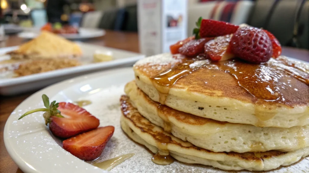 Hearty wheat cakes served with fresh fruit and a drizzle of honey, emphasizing their dense texture and nutritious appeal.