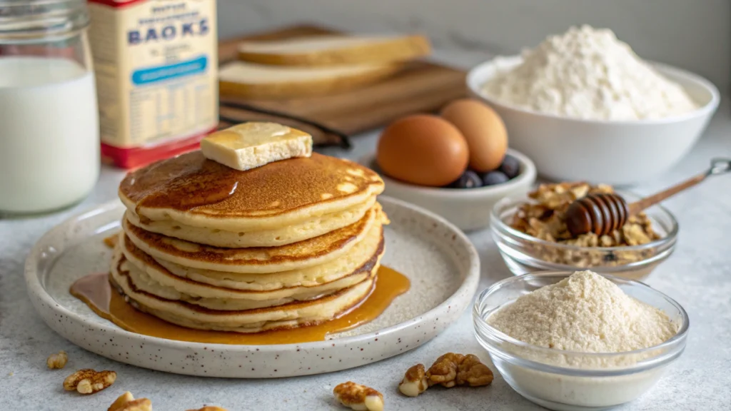 Ingredients for baking with pancake mix and baking mix