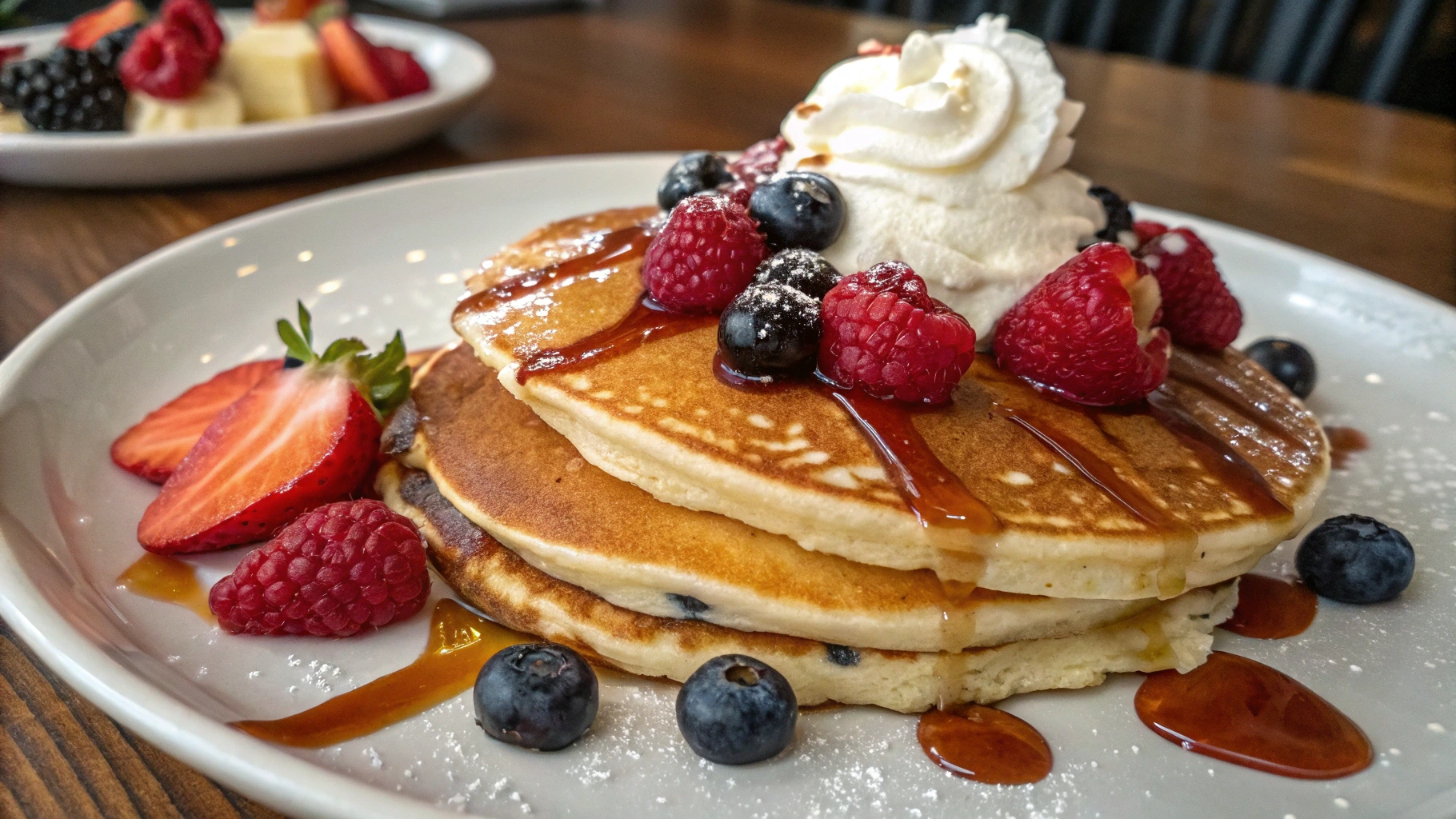 Pancake mix and cake mix comparison with a delicious cake made from pancake mix.