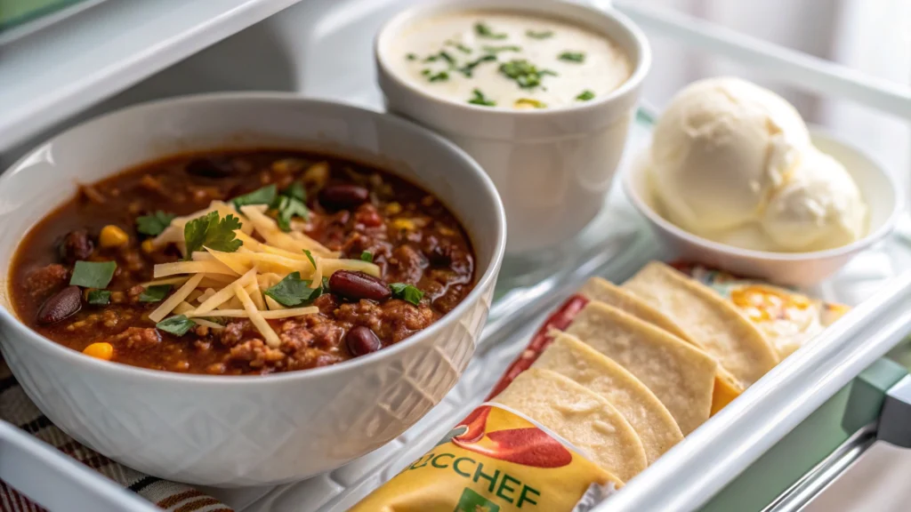 A hearty casserole made with leftover taco soup, topped with cheese and breadcrumbs.