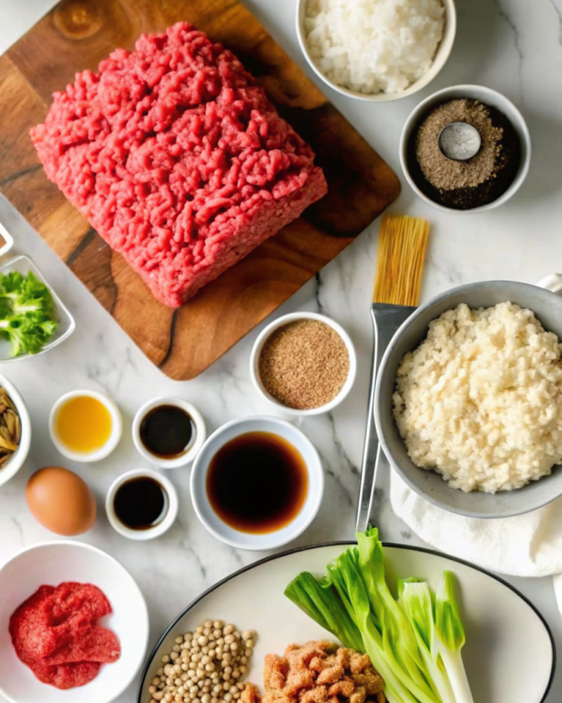 Close-up of ground beef bulgogi in a skillet with sesame seeds and green onions for garnish.