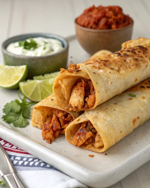 Close-up of Chipotle Chicken Taquitos