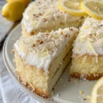 Creamy lemon cake with coconut topping