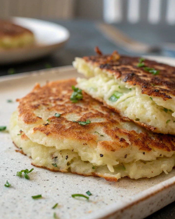 Crispy and golden leftover mashed potato pancakes