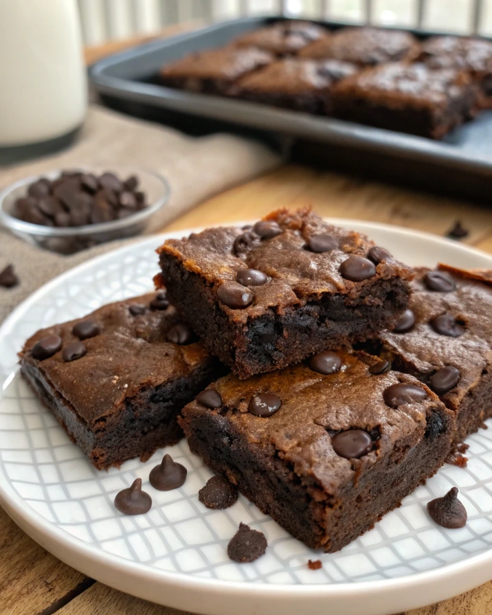 Close-up of a slice of fudgy black bean brownie