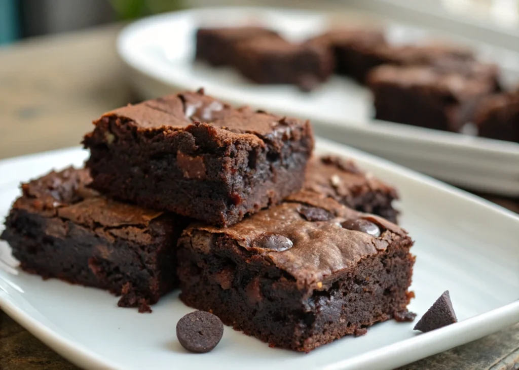 Freshly baked black bean brownies with chocolate chips