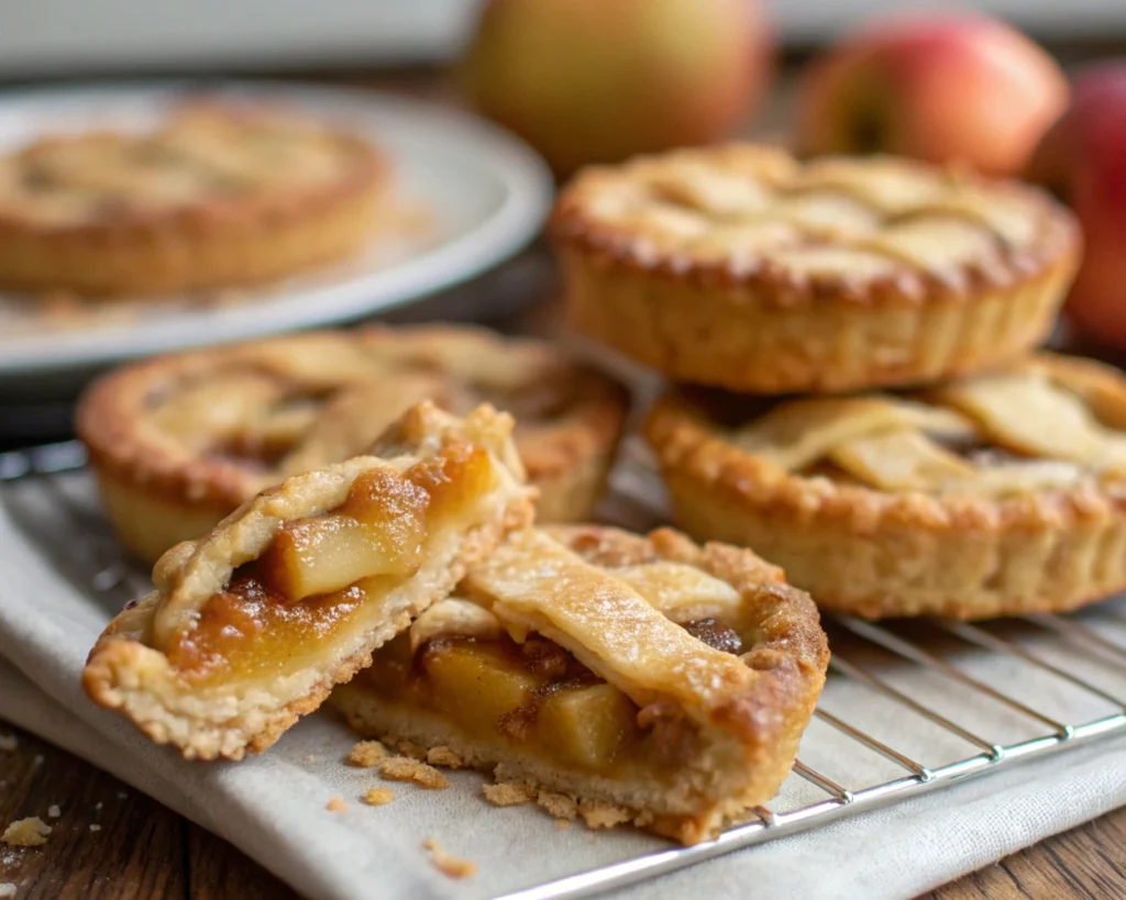 Assortment of apple pie cookies on a baking sheet